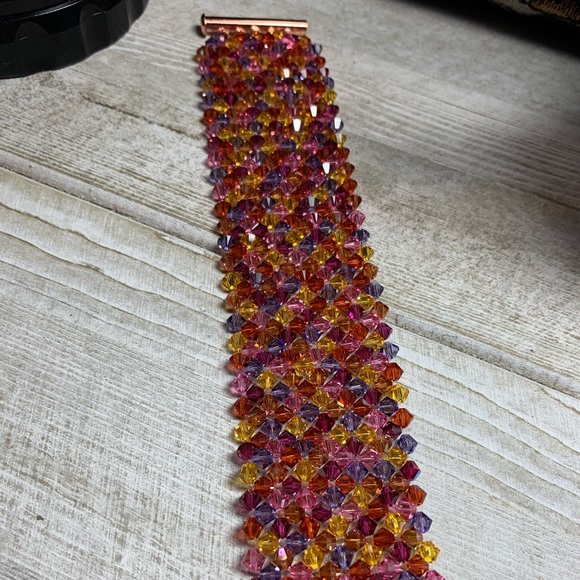 Handmade Swarovski “Heat” Hand Woven Bracelet Copper Clasp - Picture 7 of 8